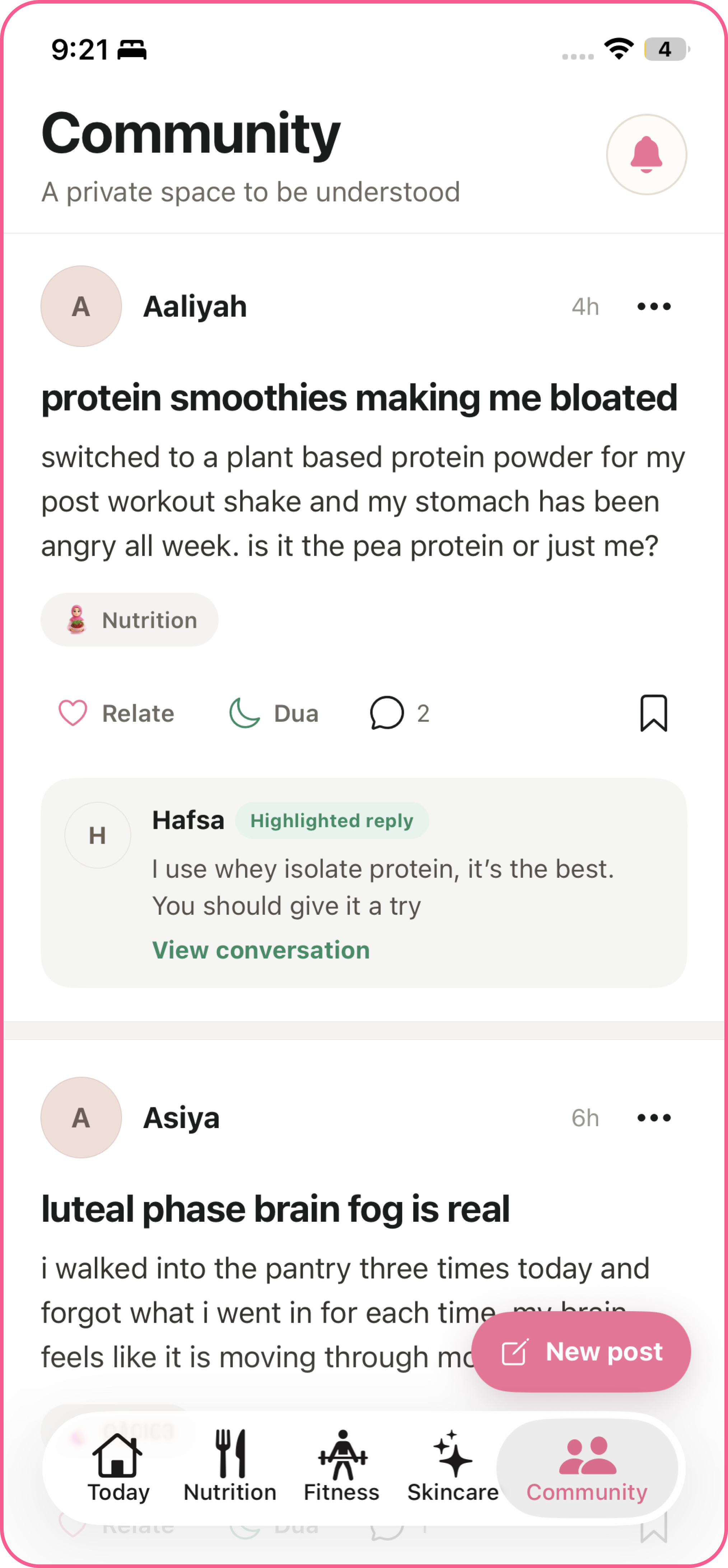 Private muslimah.health Community feed for Muslim women